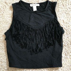 Crop fringe top